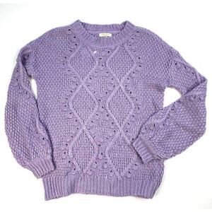 Ultra Flirt Sweater Top XS Purple Chunky-Knit Crew‎